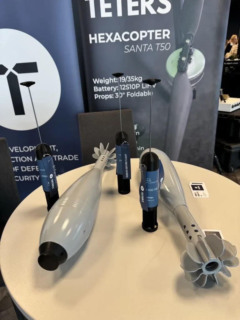 TETERS RX-30 shaped charge system for safe disposal of unexploded ordnance displayed at Latvian National Armed Forces Industry Day 2026 in Riga